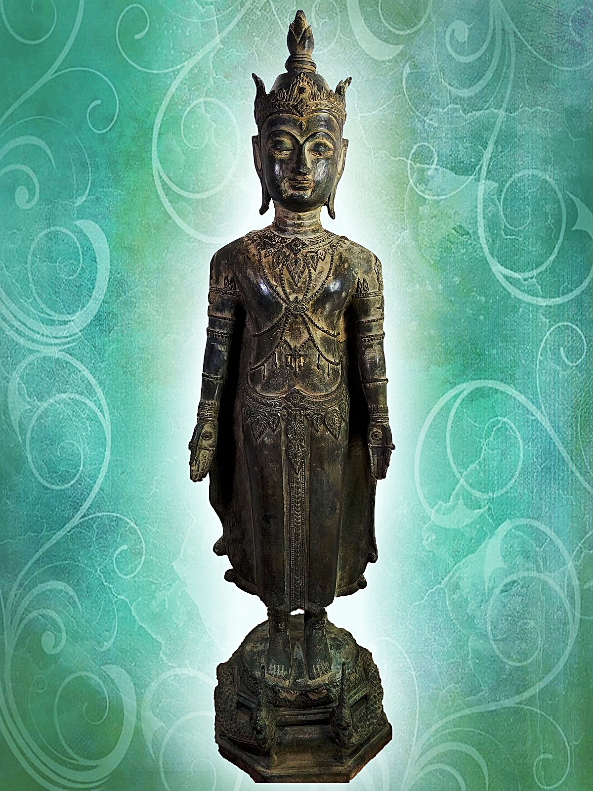 พระอยุธยา ทรงเครื่อง ปางเปิดโลก เนื้อสำริด สูง22นิ้ว