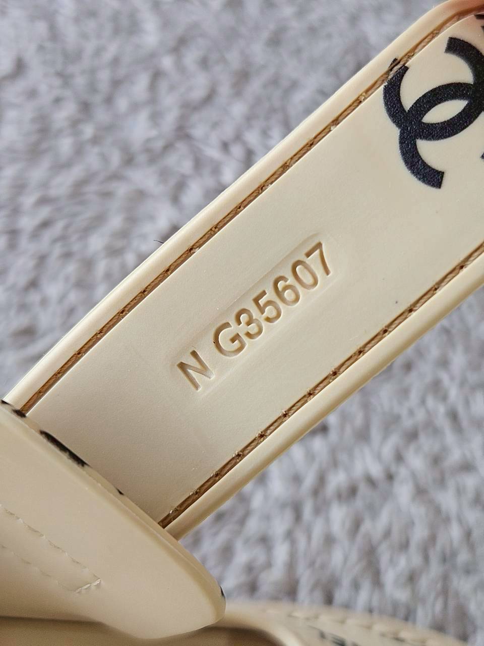 Chanel CC Dad Sandals In Rubber with God Hardware Beige