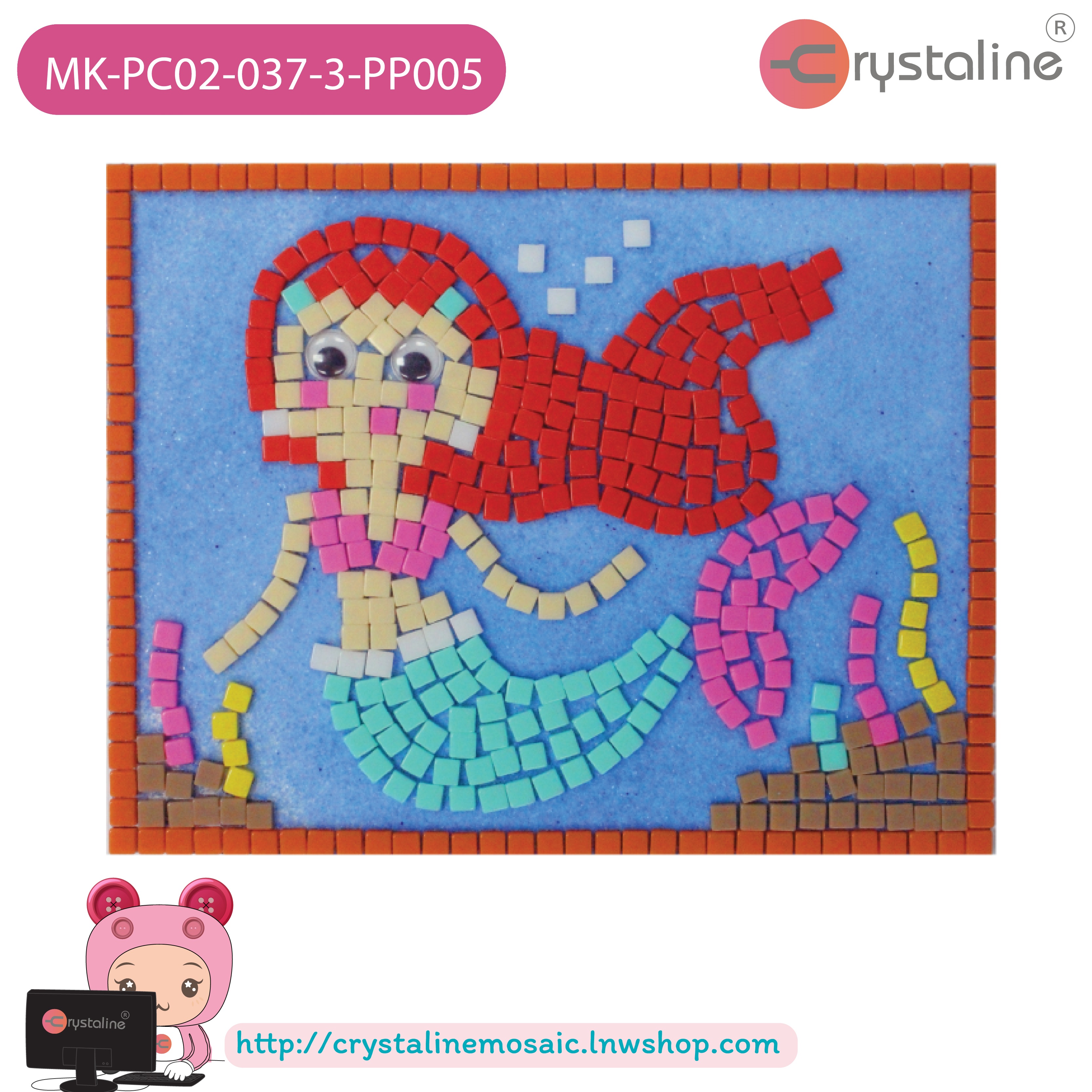 Mosaic picture by number kit - Mermaid (size 13x17 cm,1pc/pack)