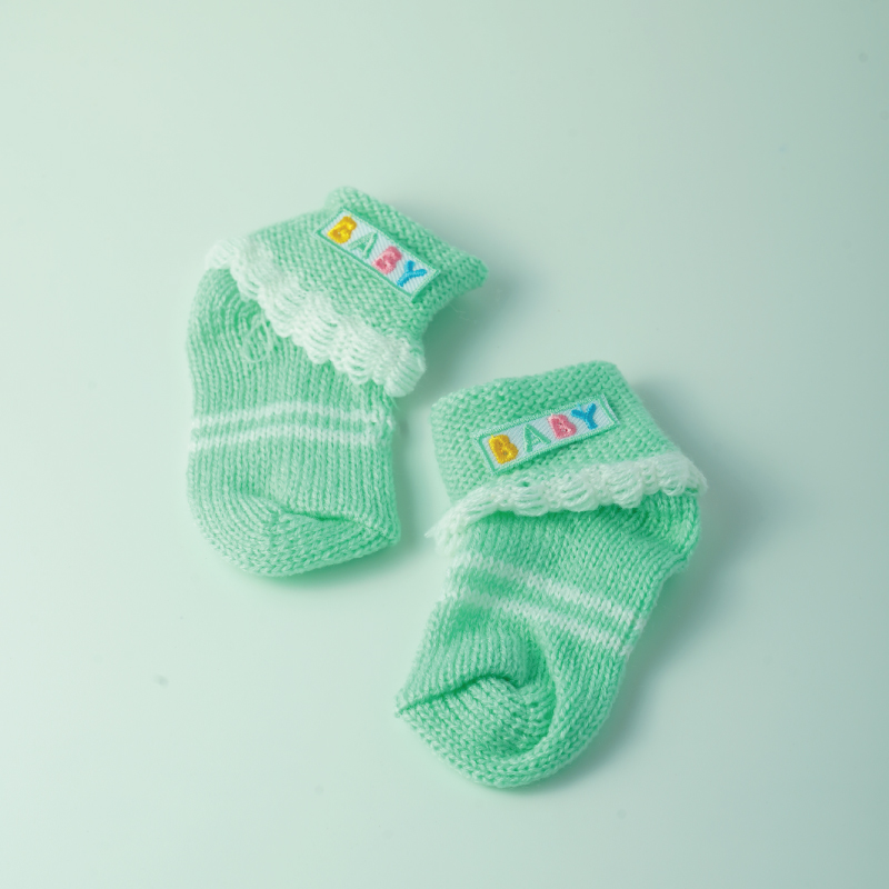 ขายส่ง ถุงเท้าเด็กอ่อน ถุงเท้าทารก ถุงเท้าเด็กแรกเกิด รุ่นถุงเท้าพื้นสี-ปักBABY (ราคาต่อโหล) nongnini1988