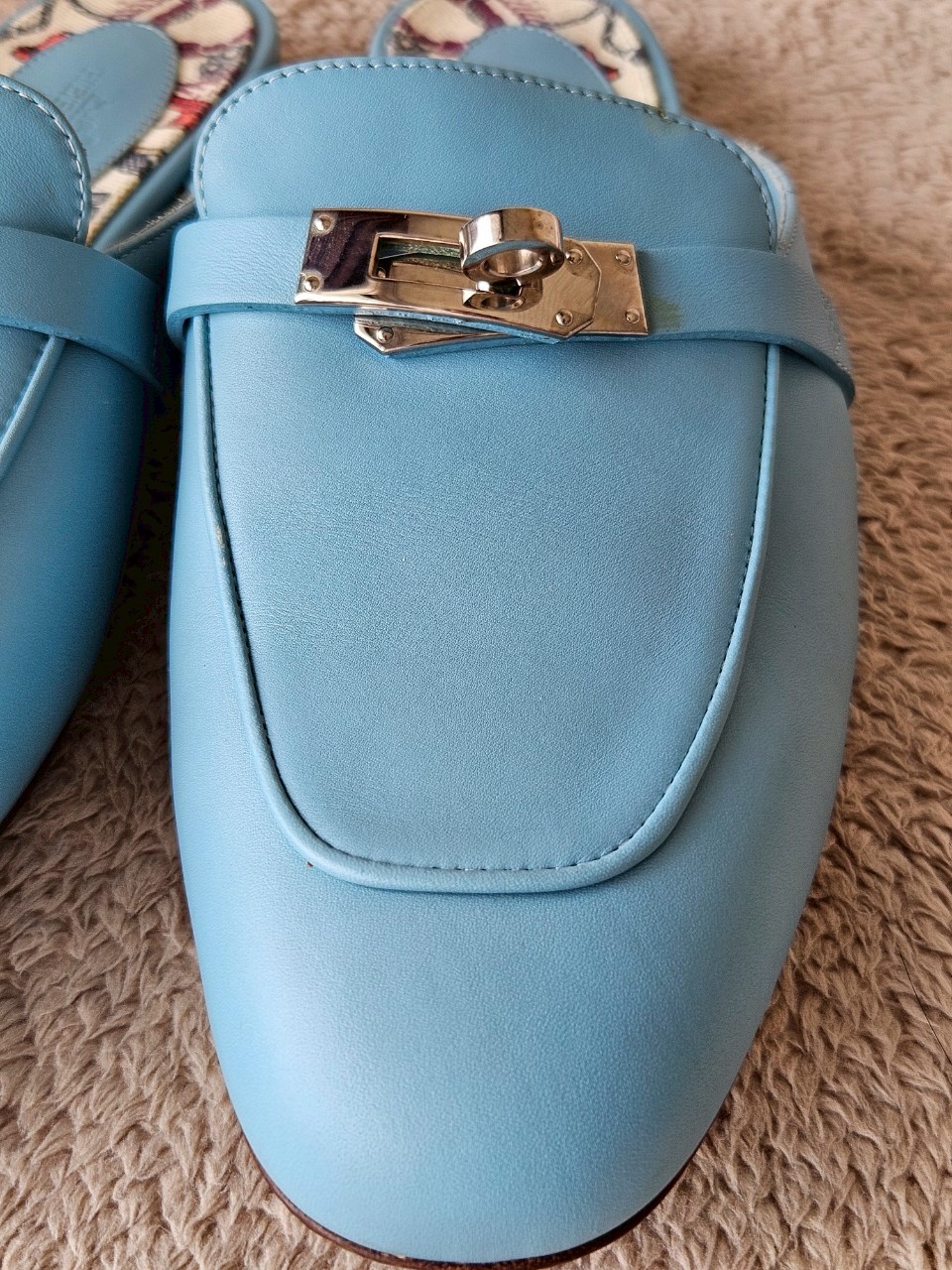 Hermes Oz Mules Blue