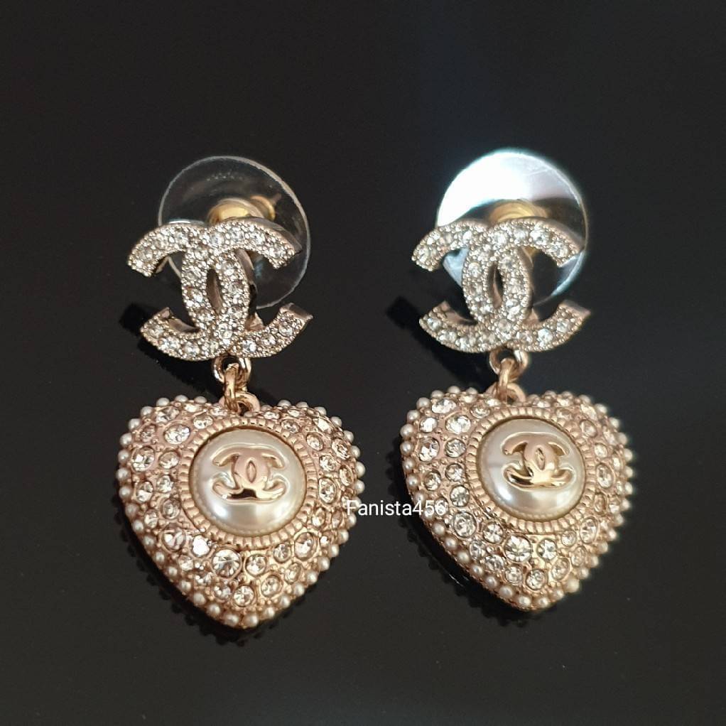ต่างหูชาแนล Hiend ต่างหูชาแนลงาน1:1 ต่างหูหัวใจ Chanel earring heart