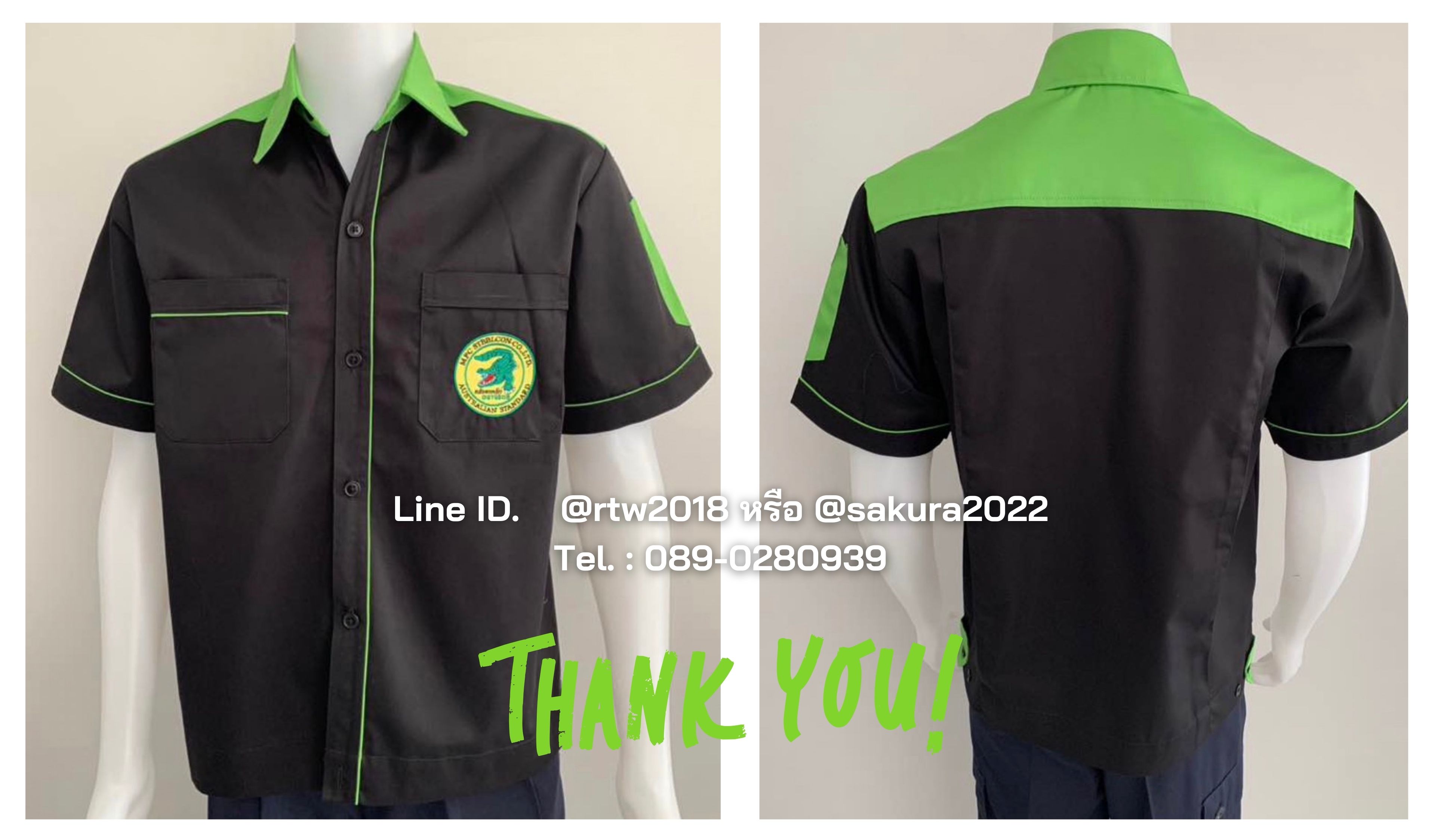 รหัส A31.2 : เสื้อช่างแขนสั้นผ้าคอมทวิวสีแดงบ่าดำ