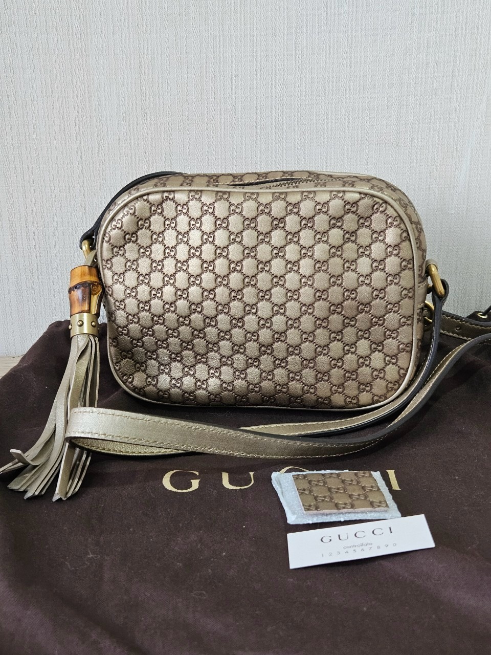 Gucci Guccissima Bamboo Metallic Gold Shoulder bag