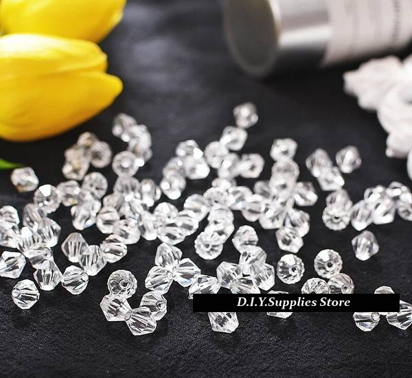 ขายส่ง 100กรัม ลูกปัดคริสตัล คริสตัล ลูกปัดคริสตัลเพชร สีขาว 8มม.(6x8มม.) ประมาณ 550เม็ด