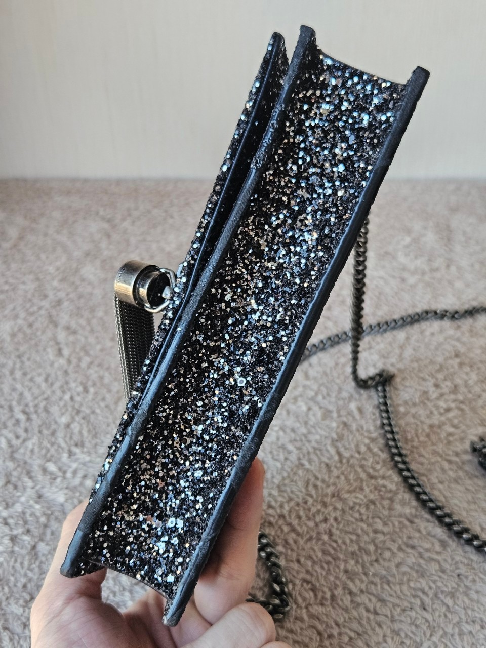 YSL 452159 Kate Bag in Black Sequins 7.5