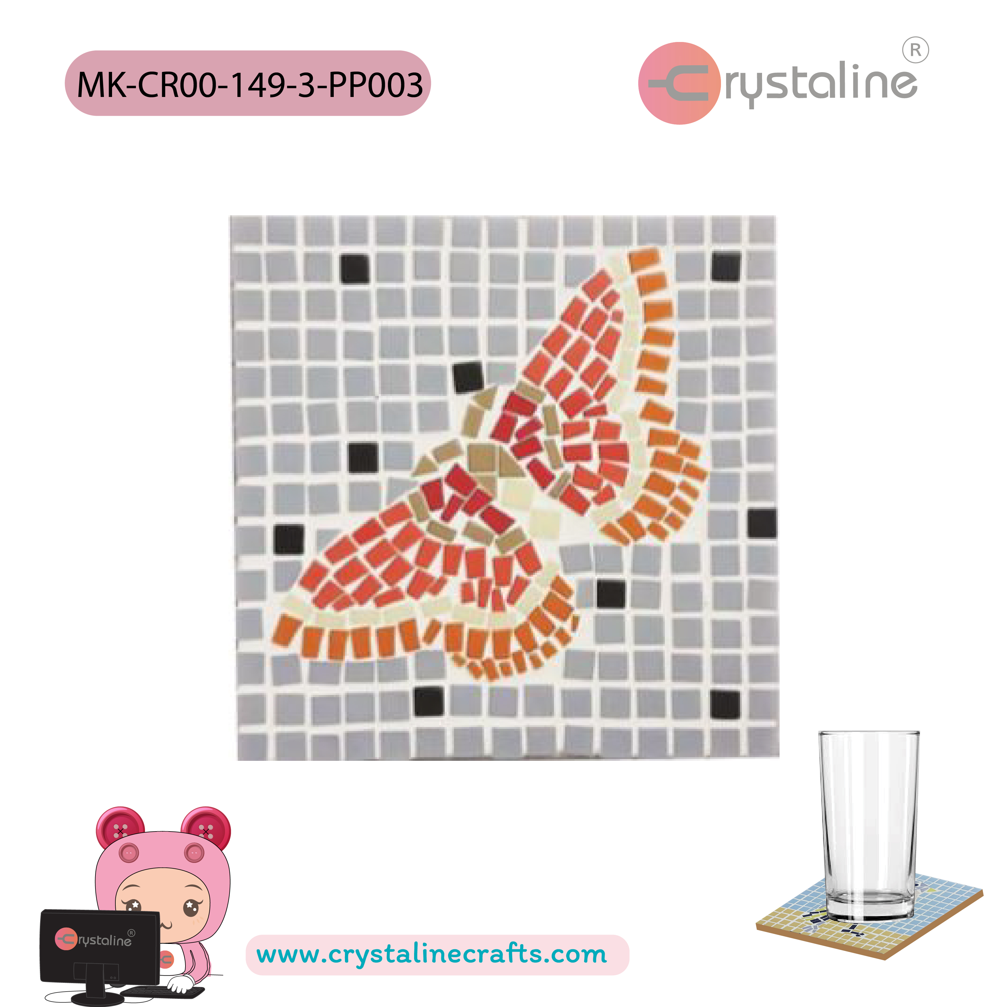 Coaster kit - Butterfly (size 9x9 cm,1pc/pack)