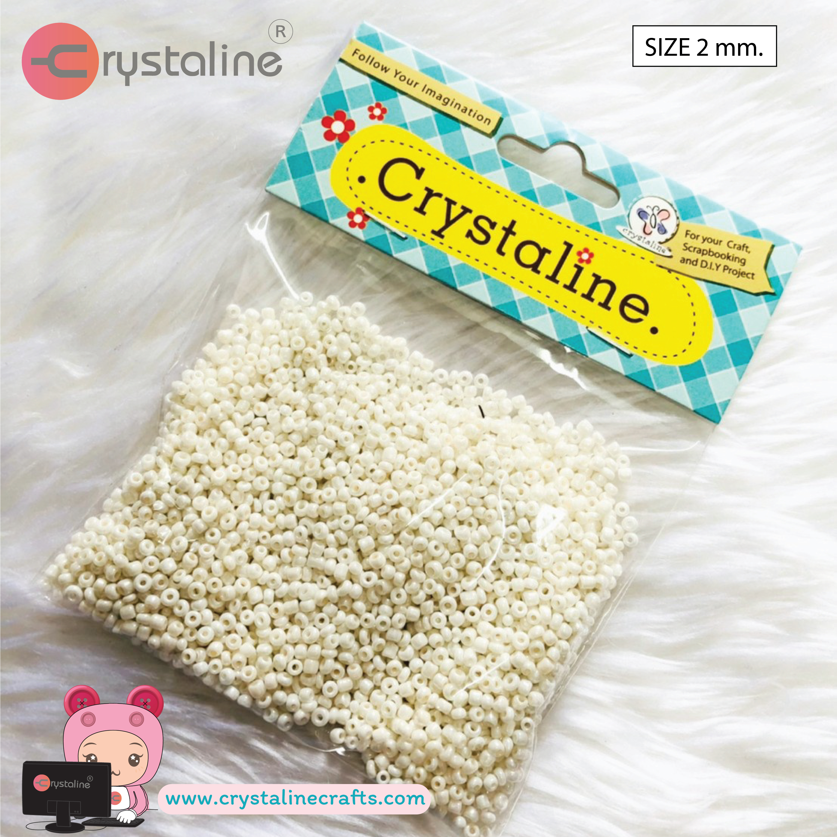 Pony bead - Cream col. (size 2 mm,25g/pack)