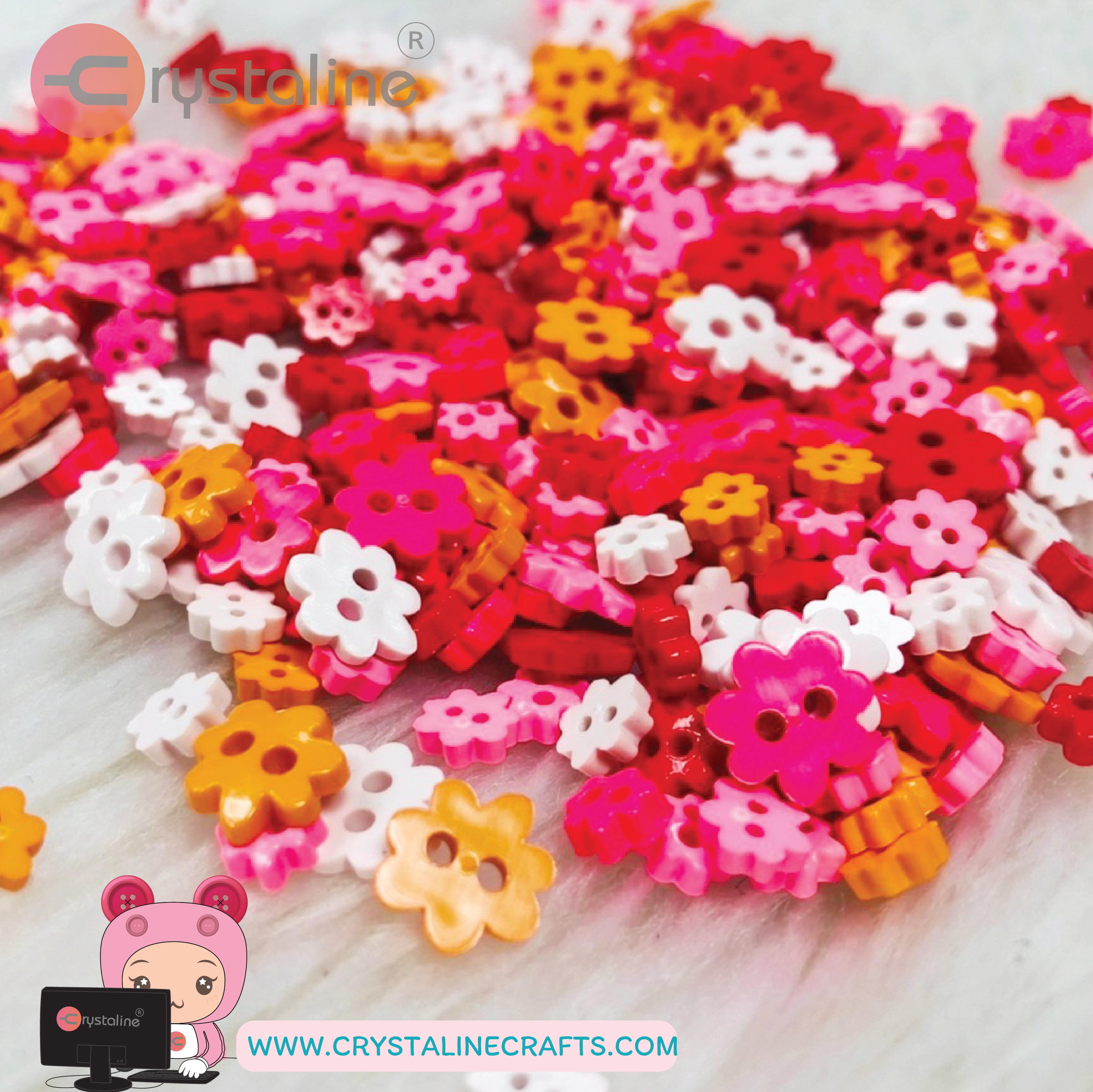 Mini flower button - Sunshine col. (size 6mm,30g/pack)