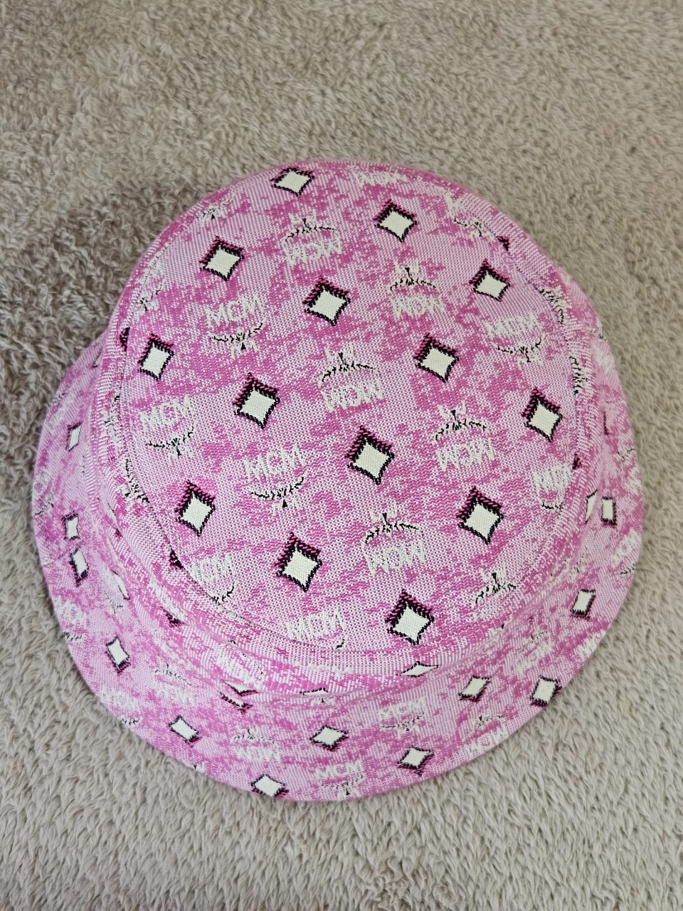MCM One Size Bucket Hat Monogram Pink
