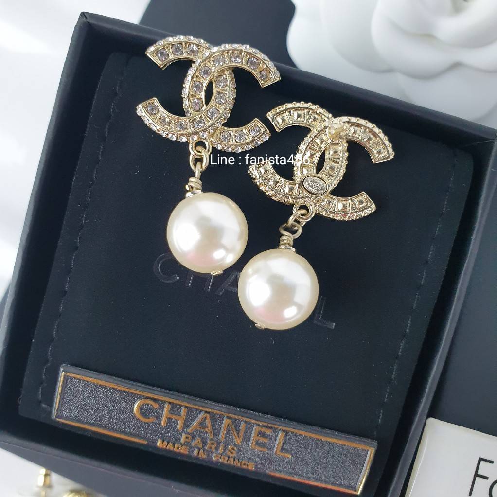 ต่างหูชาแนล ห้อยมุก chanel classic earringต่างหูชาแนล
