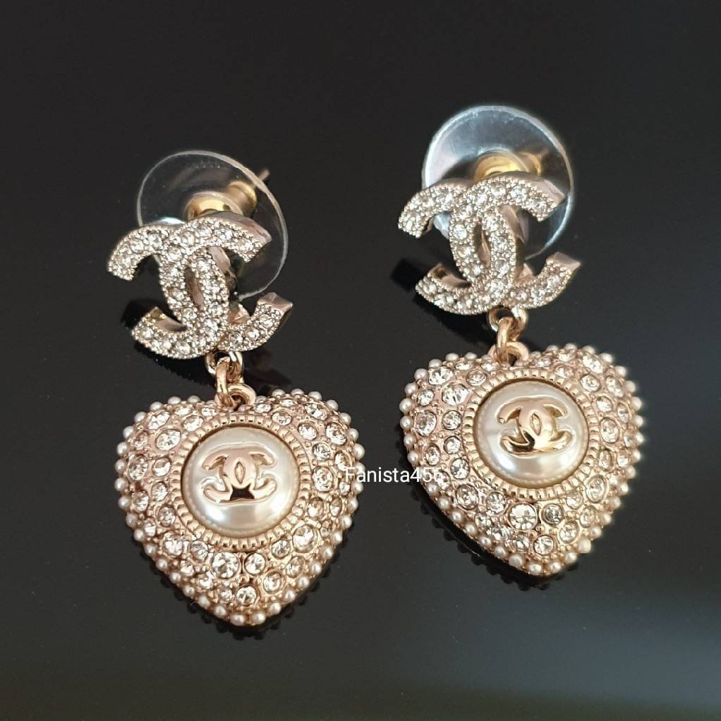 ต่างหูชาแนล Hiend ต่างหูชาแนลงาน1:1 ต่างหูหัวใจ Chanel earring heart