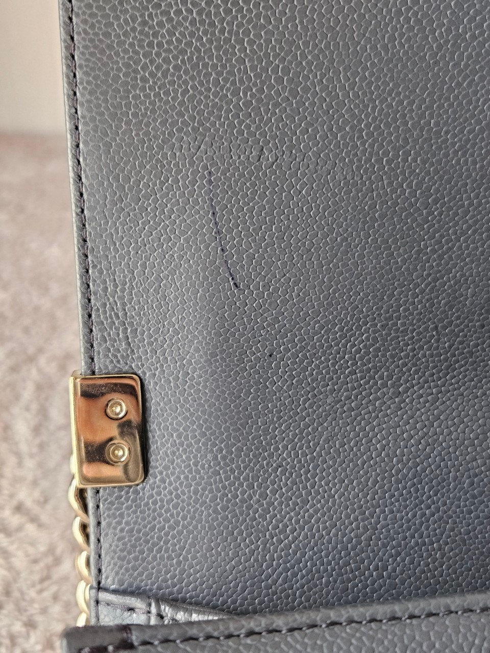 Chanel Boy 10 Cavier SHW สีเทา Microchip