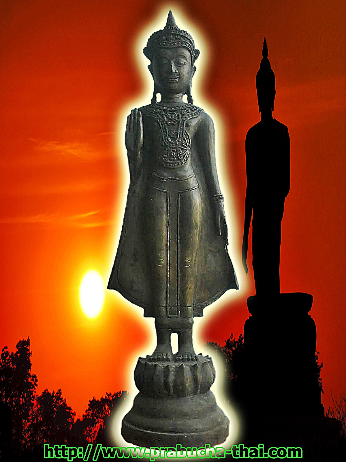 พระทราวดี ปางห้ามญาติ สูง 32 นิ้ว เนื้อโลหะสำริด