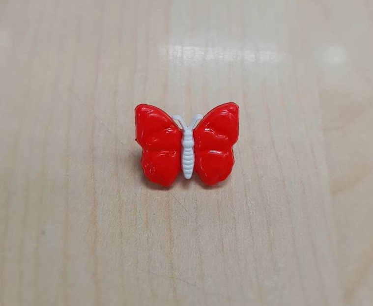 Butterfly button - Red col. (size 25L,1pc/pack)