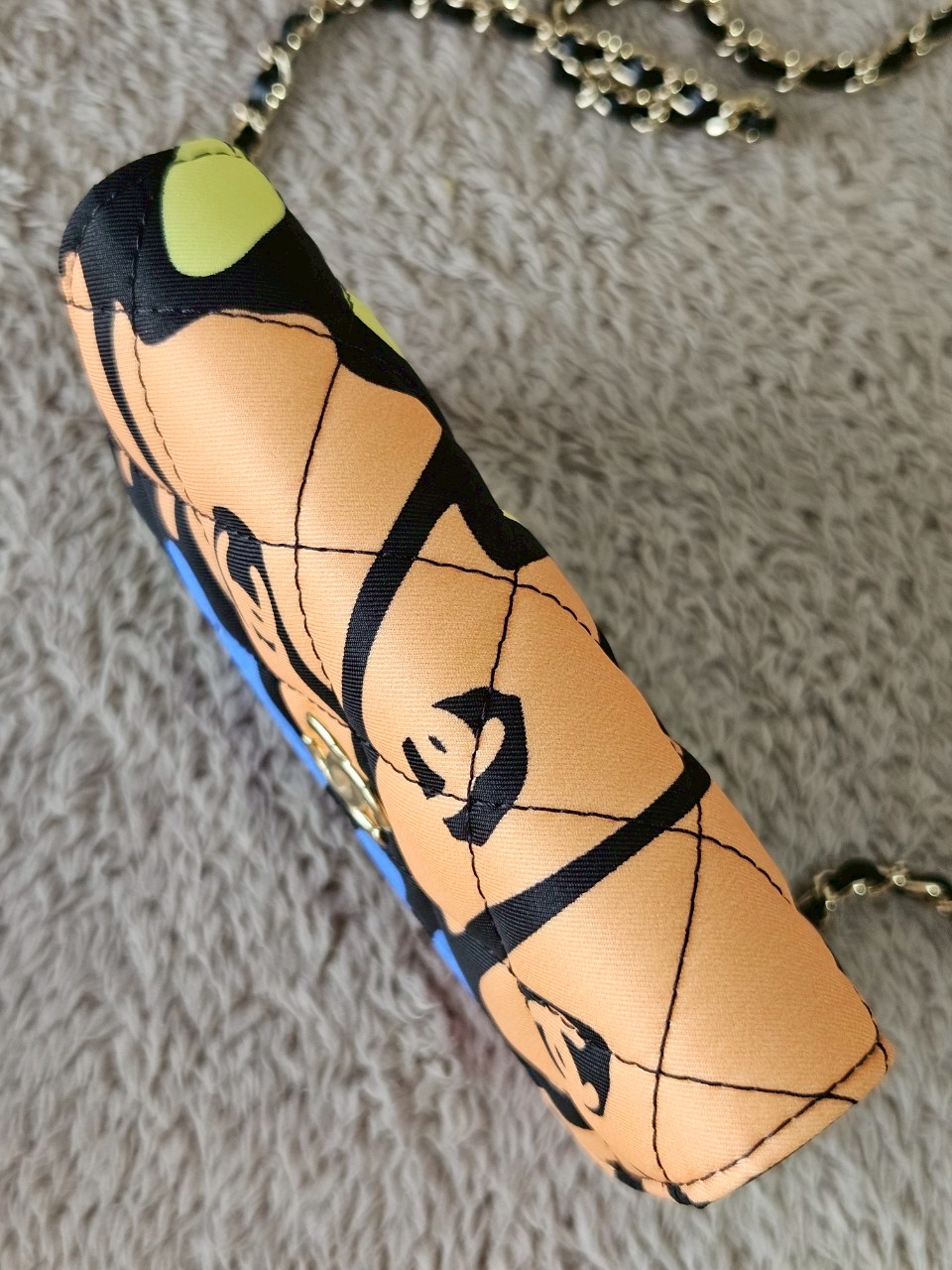 Chanel Multicolor Printed Fabric Mini Clutch With Chain holo32