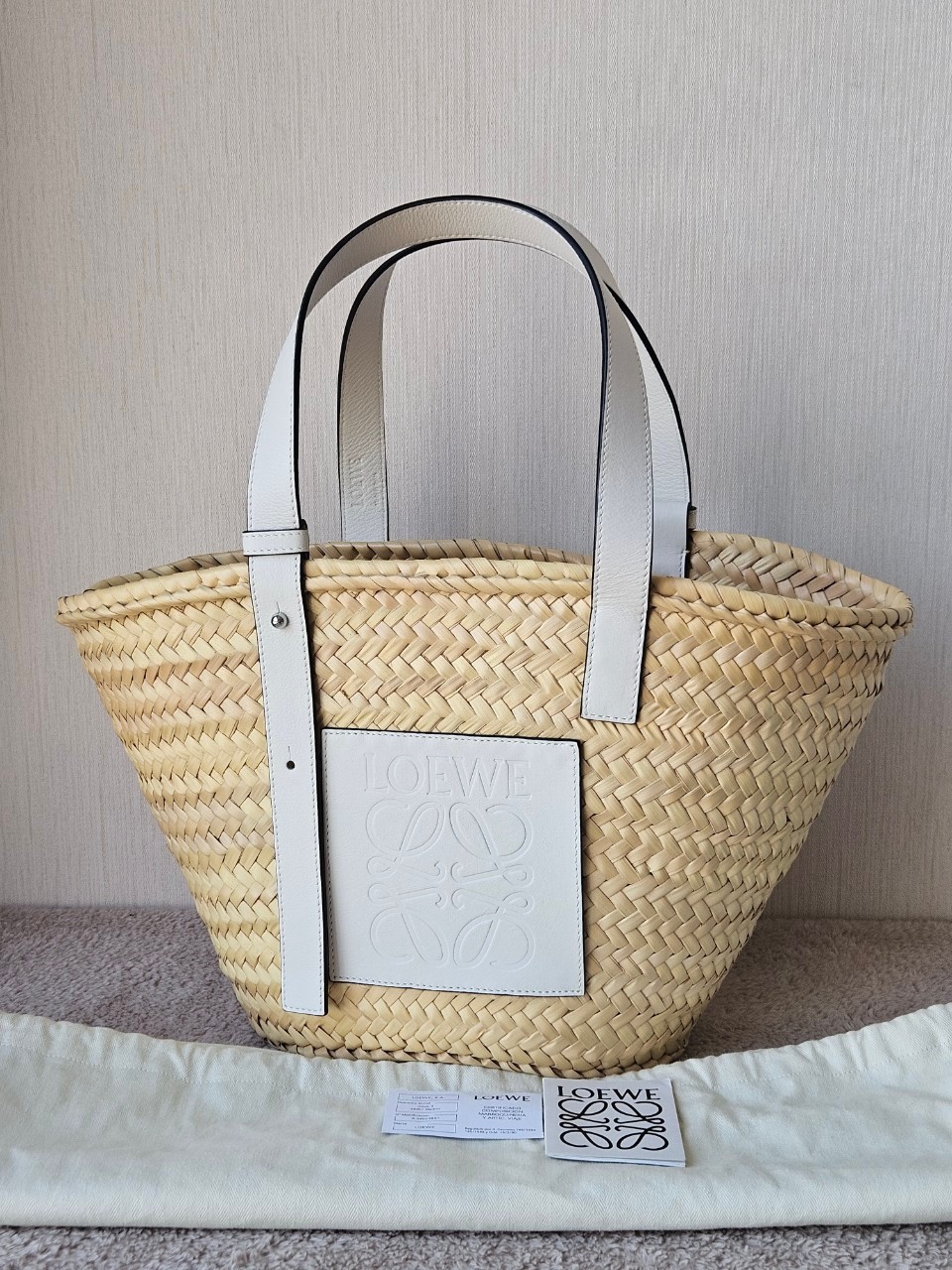 Loewe Basket Bag In Palm Leaf and Calfskin
