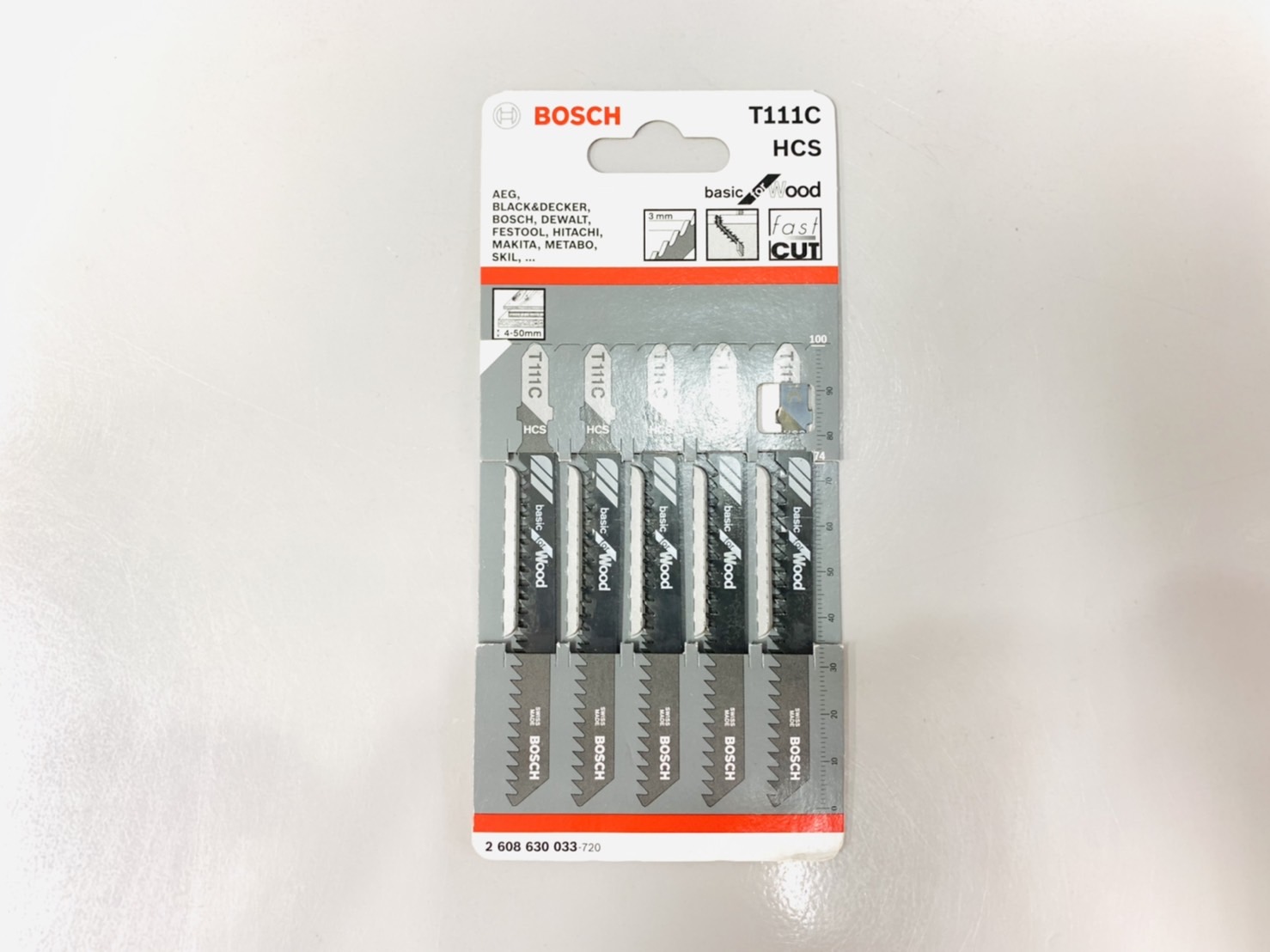 ใบเลื่อยจิ๊กซอ BOSCH ตัดไม้ #T111C (แผง5ใบ)
