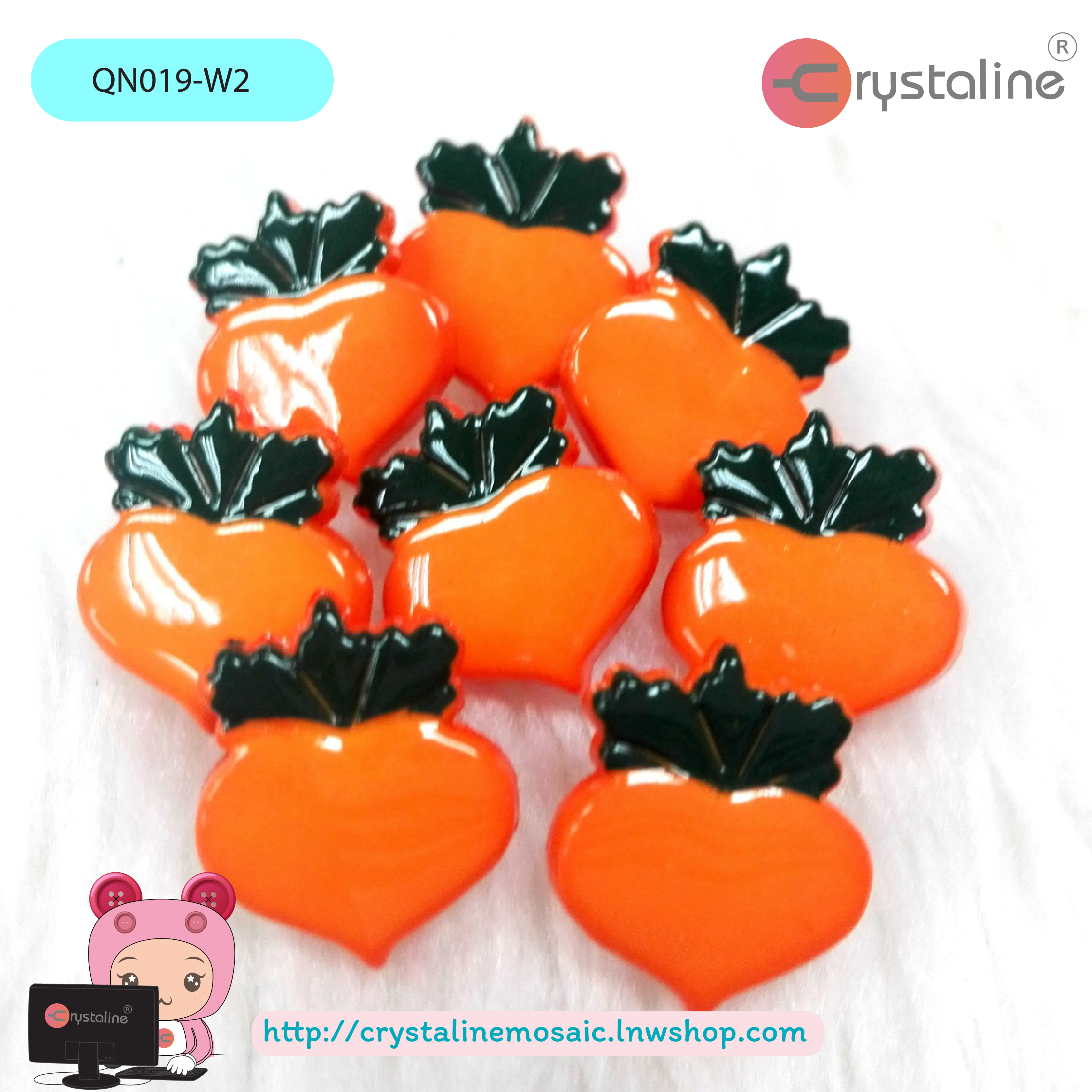 Carrot button - orange col. (size 21L,144pc/pack)