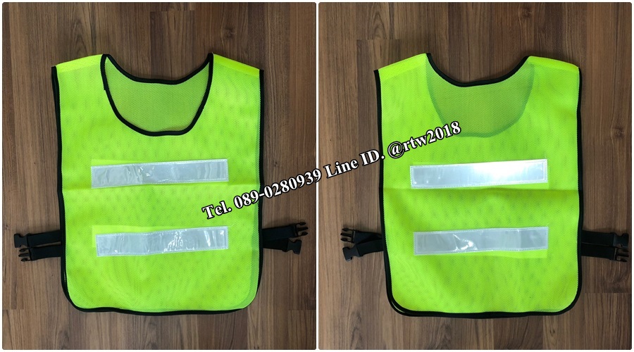 เสื้อกั๊กช่างตาข่ายสีเขียวสะท้อนแสงขาว (รหัส Q4)