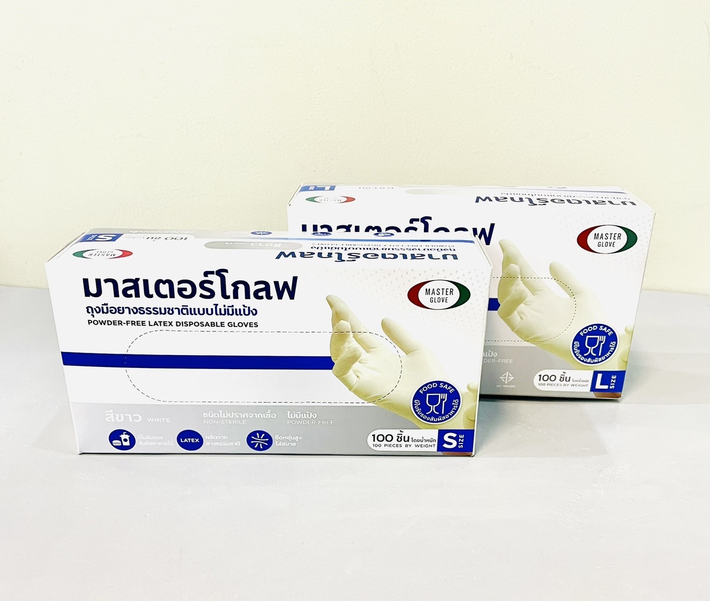 ถุงมือยางธรรมชาติ สีขาว Master Glove เกรดอาหาร