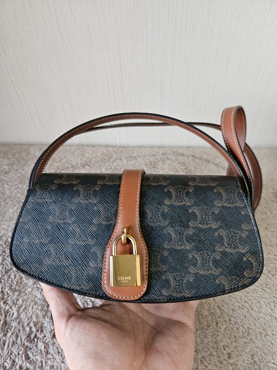 Celine Clutch on Strap Tabou Tan