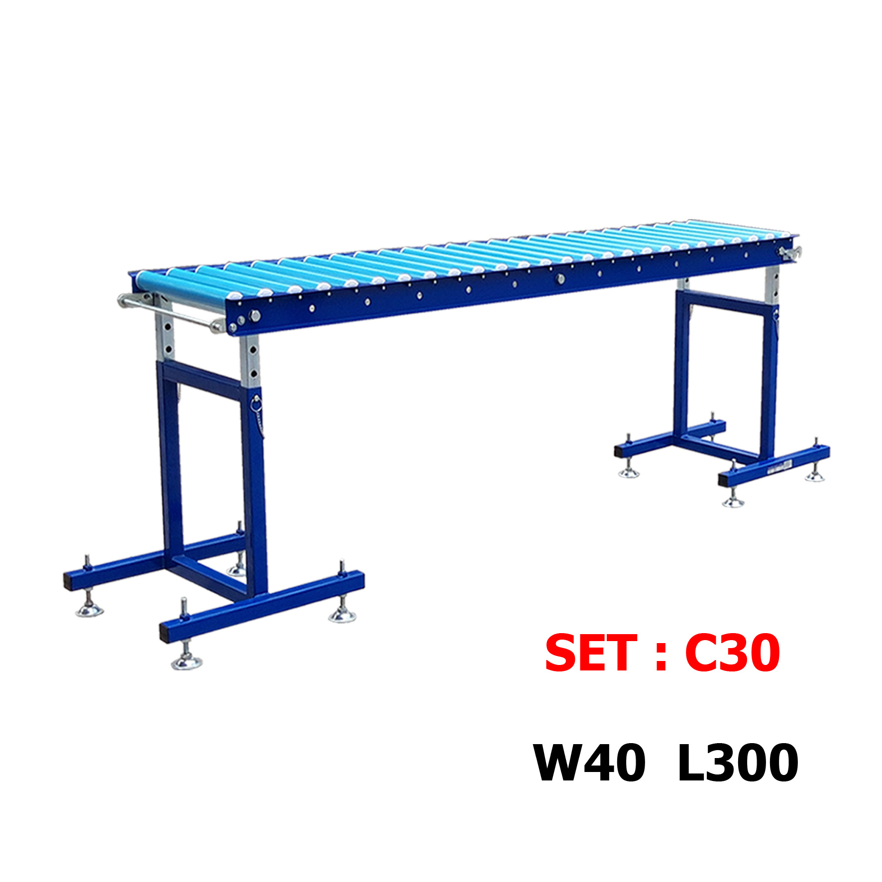 C30 จัดชุด รางลูกกลิ้ง 3M พร้อม ขาตั้ง ( SET C30 L 3M + 2 support ) ( กว้าง 40 ซม , ยาว 3 ม. , สูงปรับได้ 60-100 ซม. )