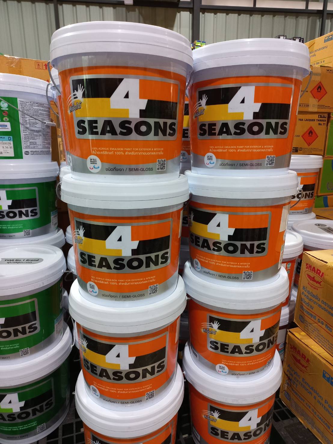 สีน้ำภายนอก กึ่งเงา 4seasons สำหรับเครื่องผสมสี (สีเบส) ขนาดถังเล็ก (2.5แกลลอน)