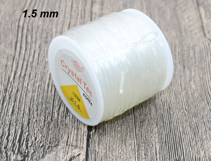 ขายส่ง เอ็นร้อยลูกปัด เอ็นยืด แบบเส้นกลม เบอร์ 1.5 (ขนาด 1.5มิล) สีใส (1ม้วน ความยาว 45เมตร)