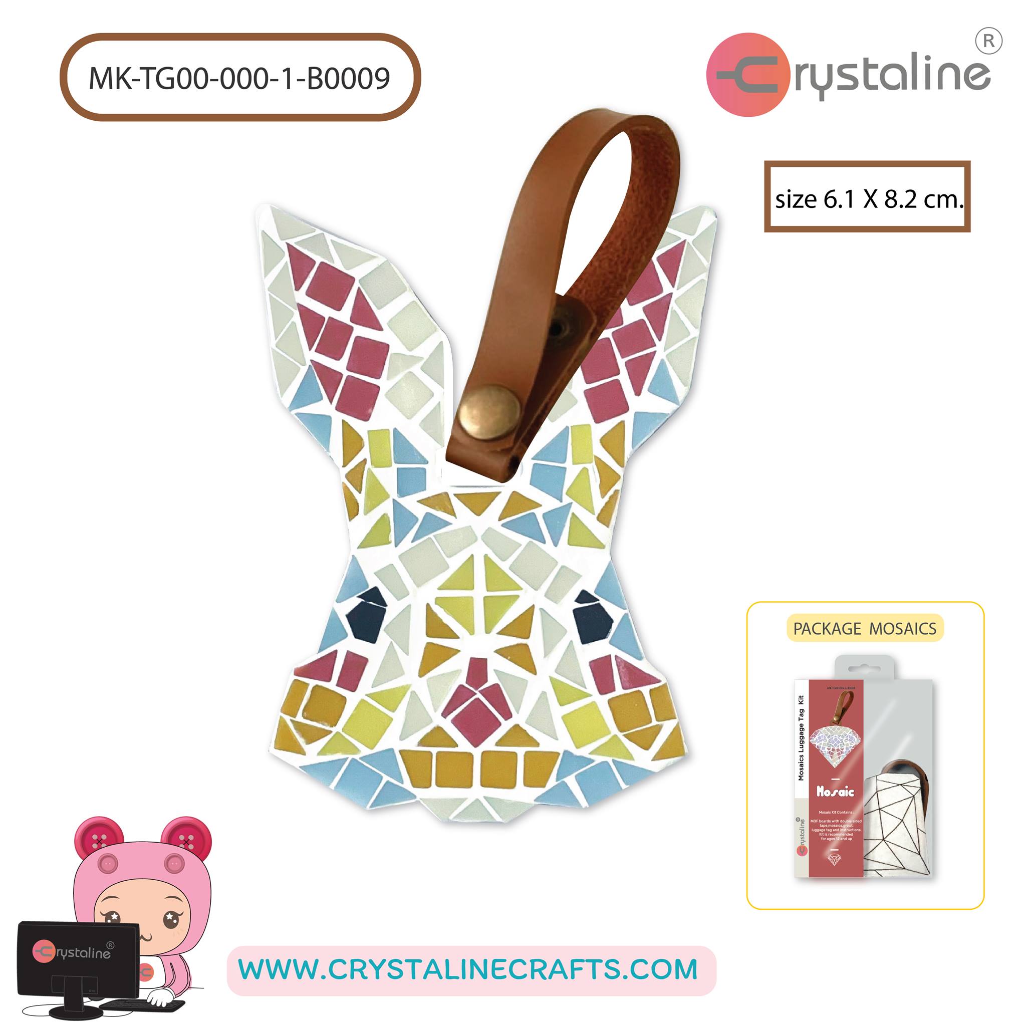 Mosaic luggage tag - Rabbit (size 6.1x8.2 cm,1pc/pack)