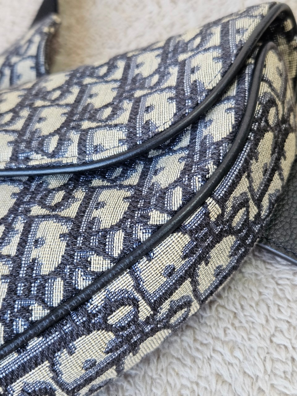 Dior Saddle Beige and Black Oblique Jacquard