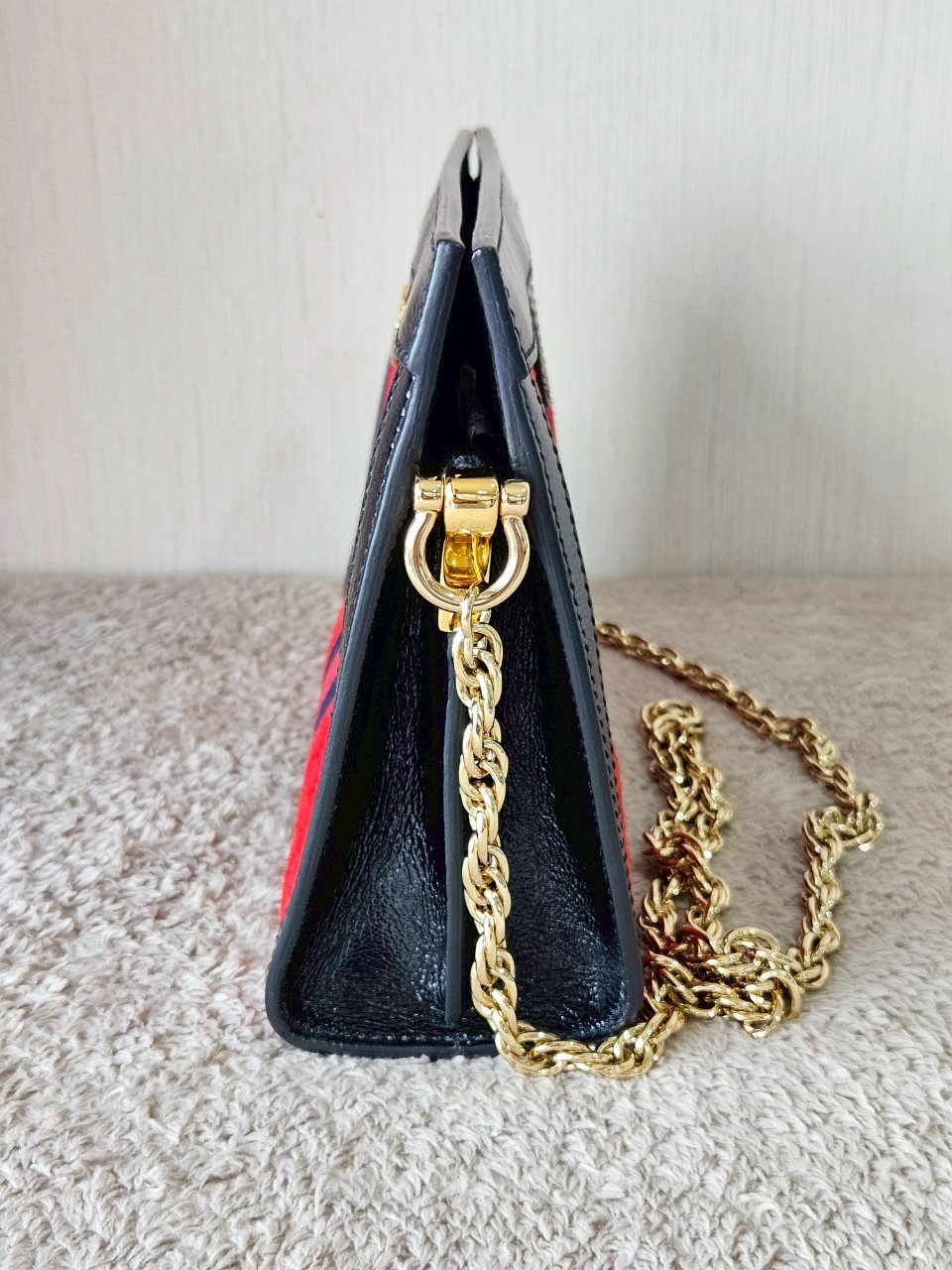 Gucci 503877 Ophidia Red Suede Chain Shoulder Bag
