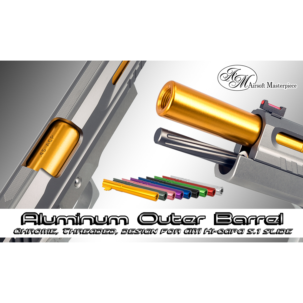 Airsoft Masterpiece Aluminum Threaded Outer Barrel for Hi-CAPA 5.1 (Grey)