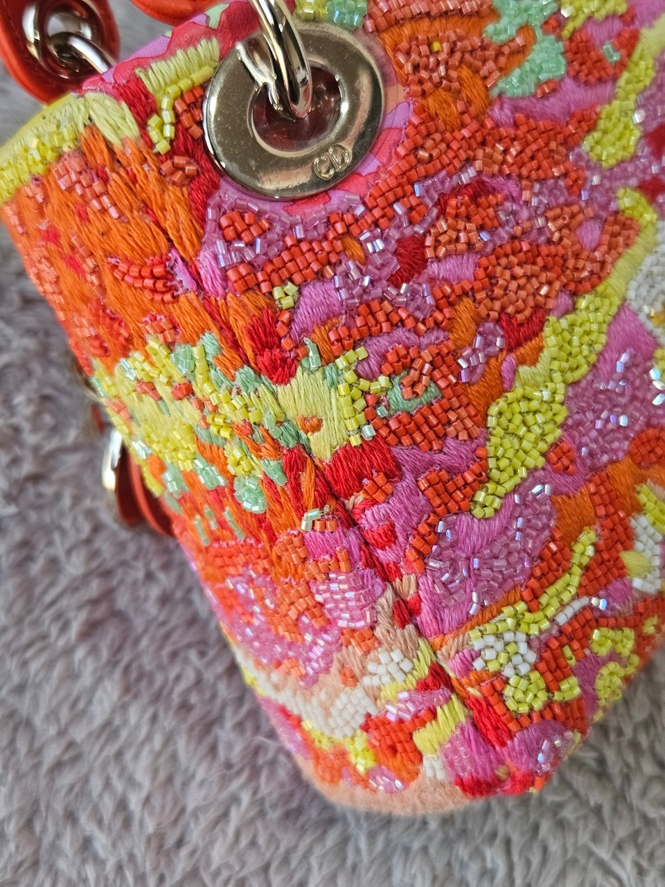 Lady Dior Micro Multicolor - Orange Gold Hardware