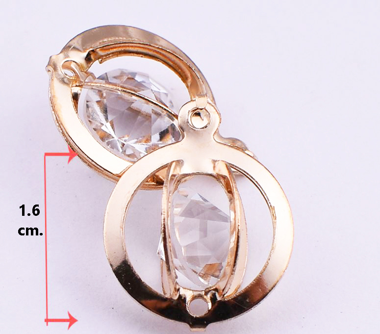 ขายส่ง ตัวแต่ง จี้แต่งเพชร จี้ประดับเพชร สีทองอ่อน KC Gold Color ทรงกลม ไซส์ใหญ่ 16มิล