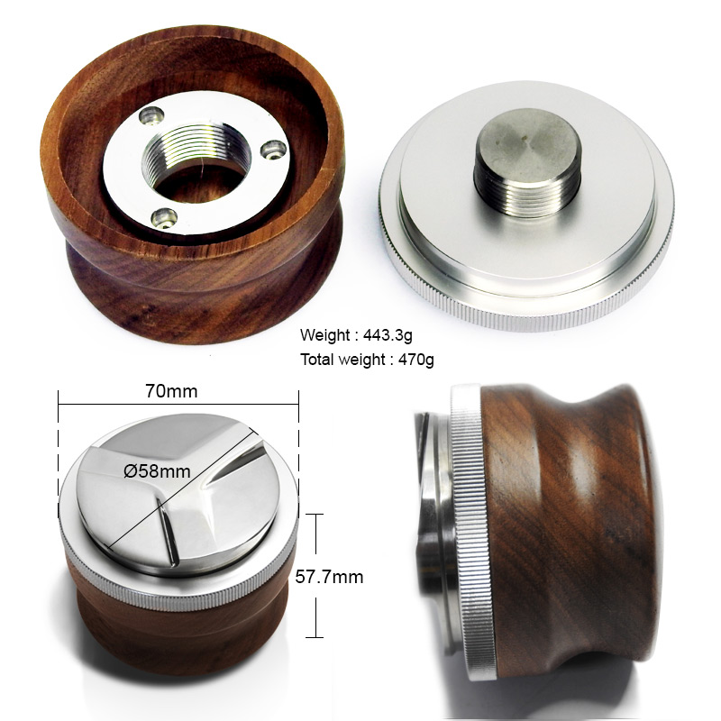 มาการองไม้ 58 mm. เกลี่ยกาแฟหน้าบาสเก็ต ผิวหน้า 3 ใบพัด