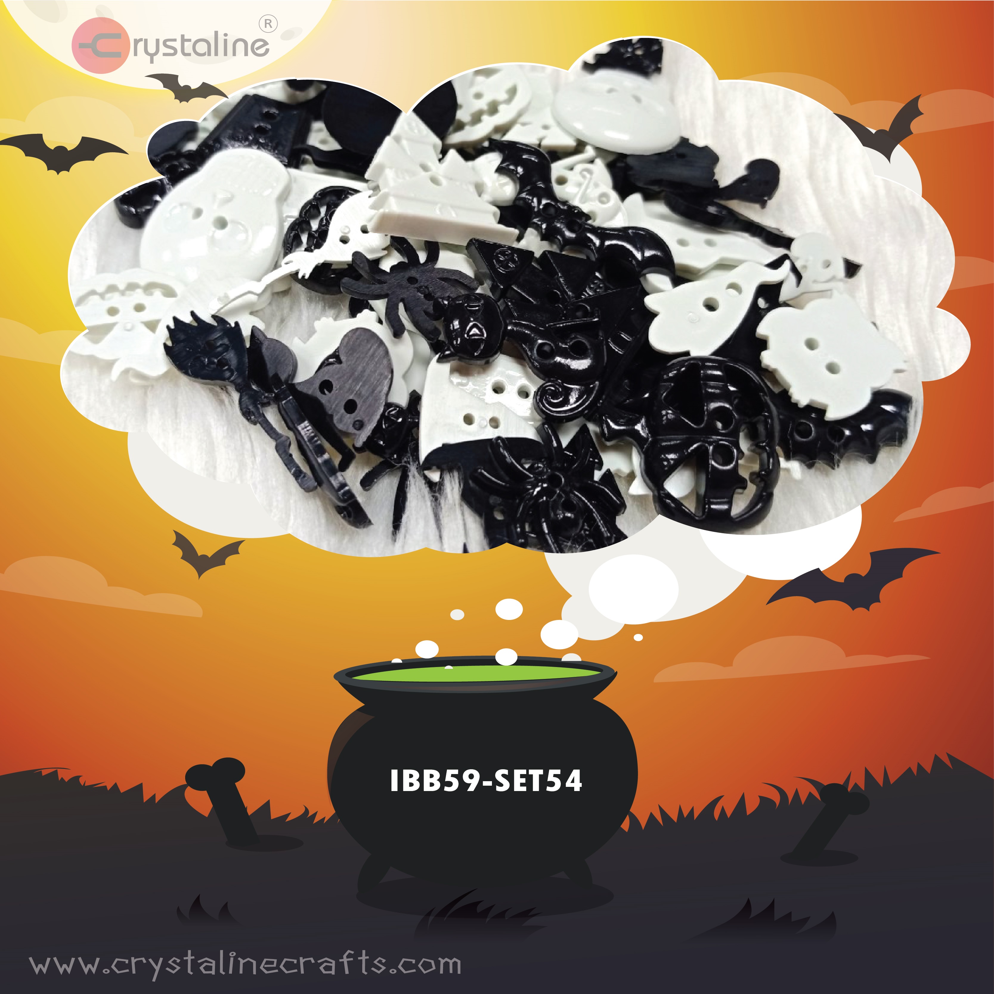 Helloween button - Black&White col. (100g/pack)