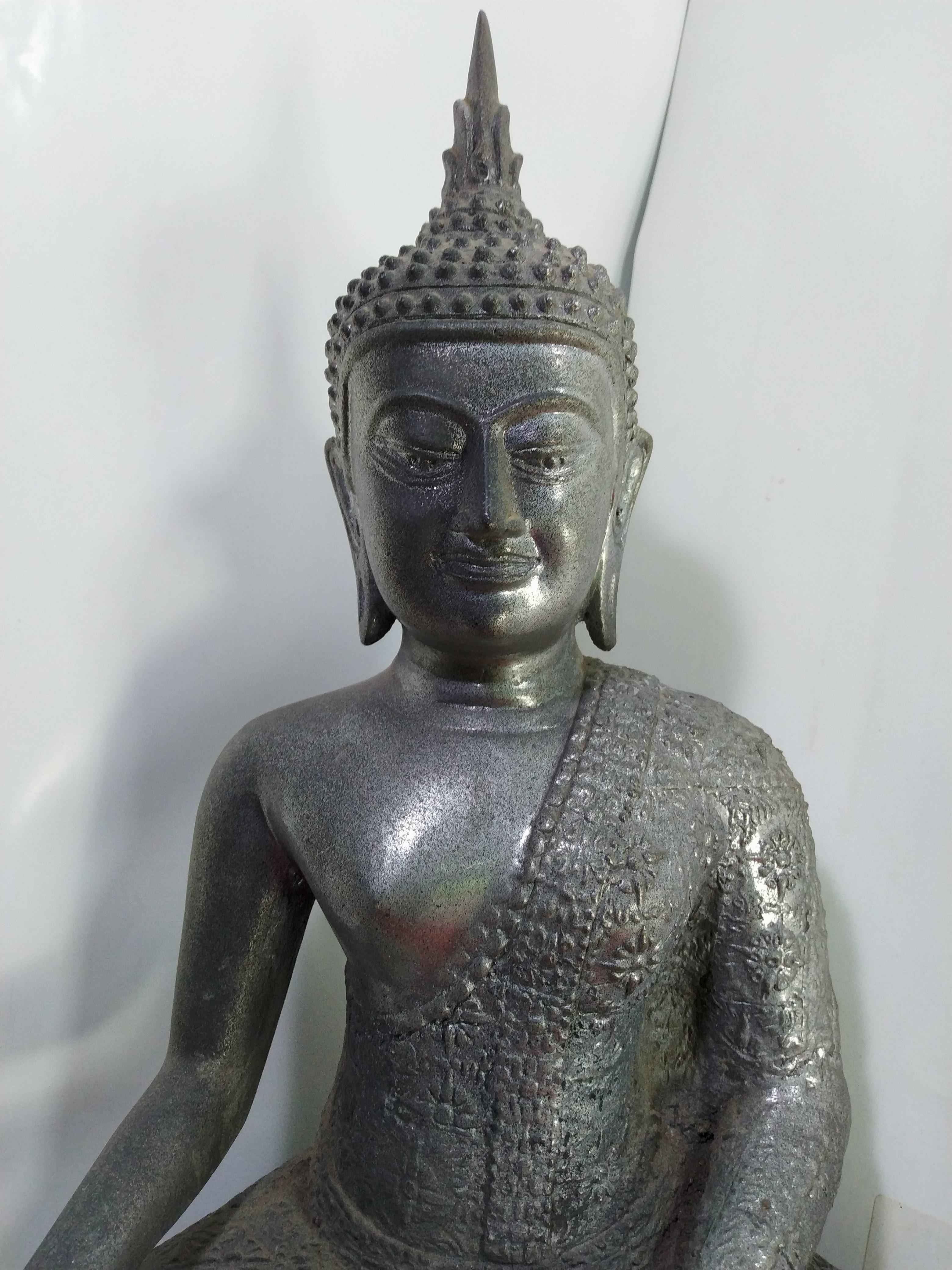 พระอู่ทอง ปางชนะมาร ห่มจีวรลายดอกพิกุลงดงาม หน้าตัก 9 นิ้ว