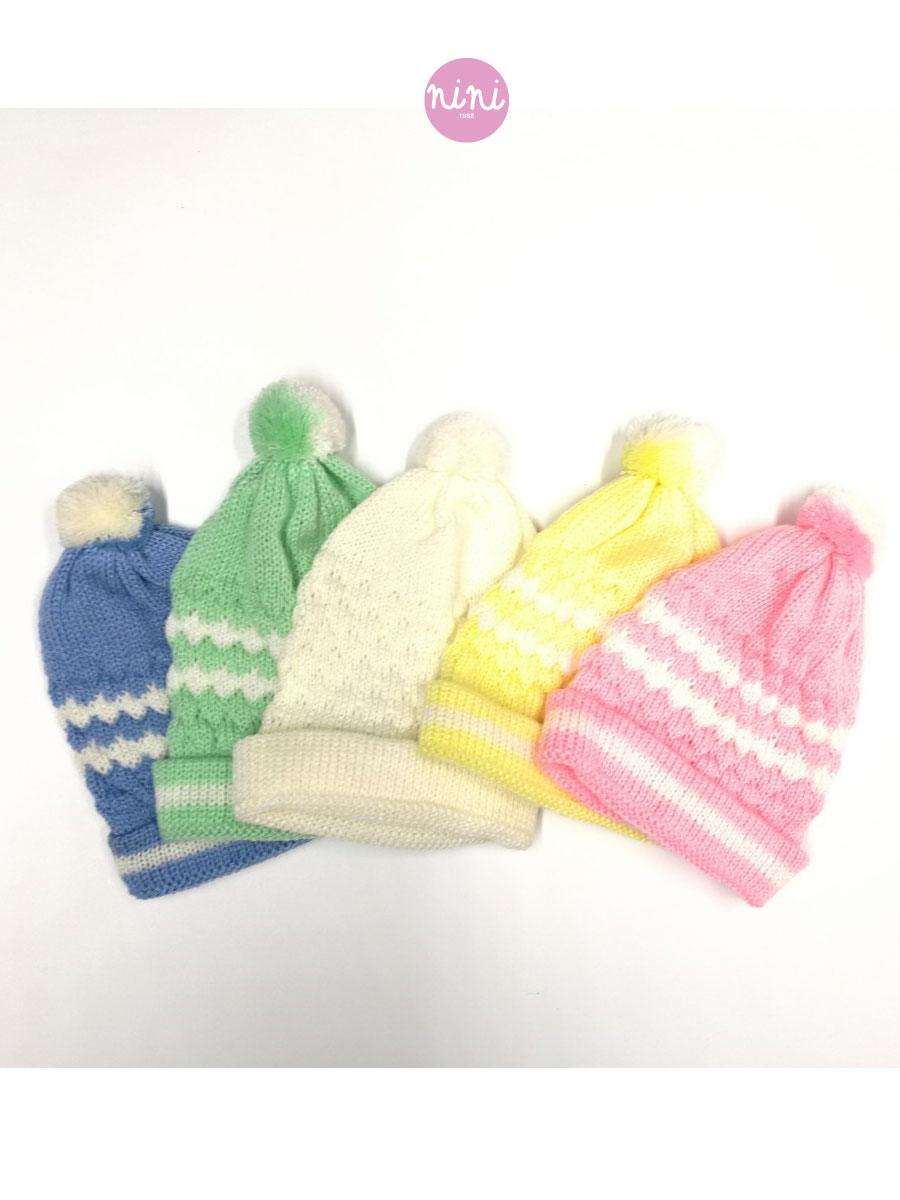 ขายส่ง หมวกไหมพรมเด็กแรกเกิด รุ่นหมวกน้อยหน่าพื้นสี (ราคาต่อโหล) nongnini1988
