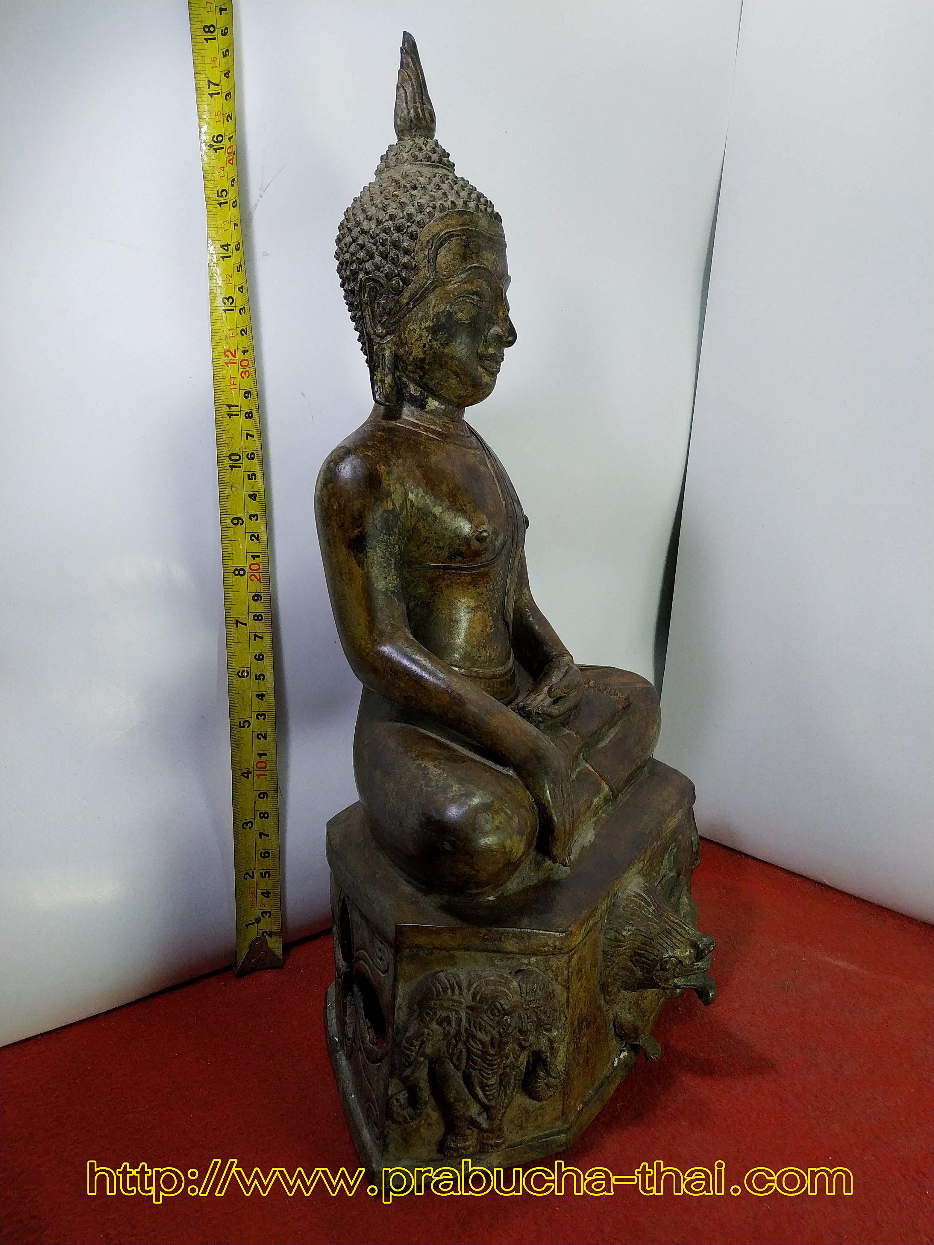 พระบูชา พระอู่ทอง ฐานลายราชสีห์ ช้างสมาเศียร หน้าตัก 9 นิ้ว เนื้อโลหะสำริด