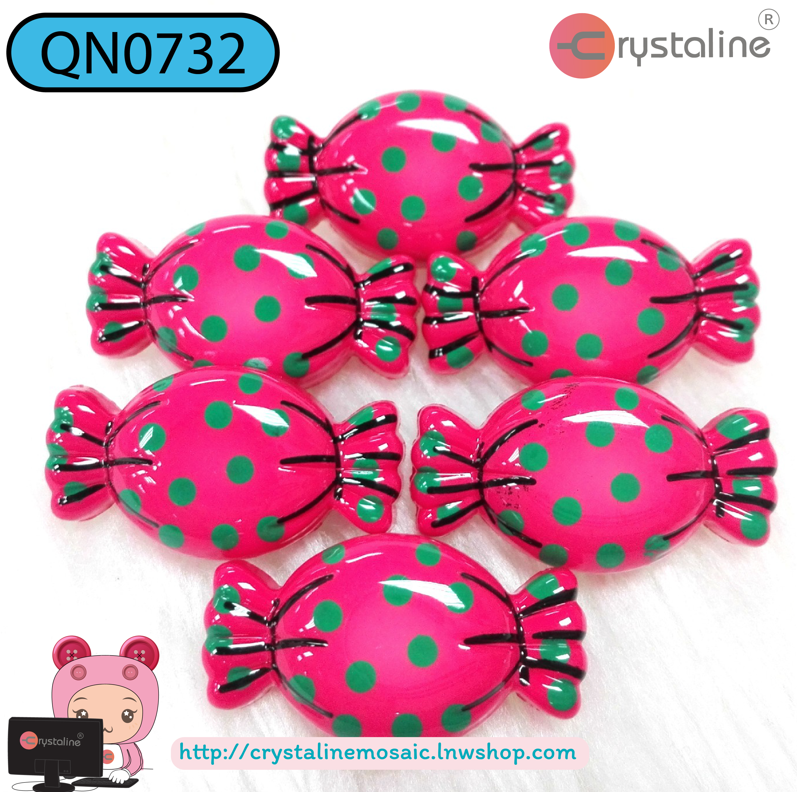Candy button - Pink col. (size 50L,1pc/pack)