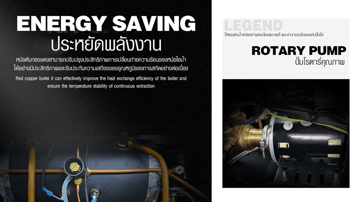 LADETINA LEGEND เครื่องชง 2 หัว หัวชง E61 หม้อต้ม 12 ลิตร