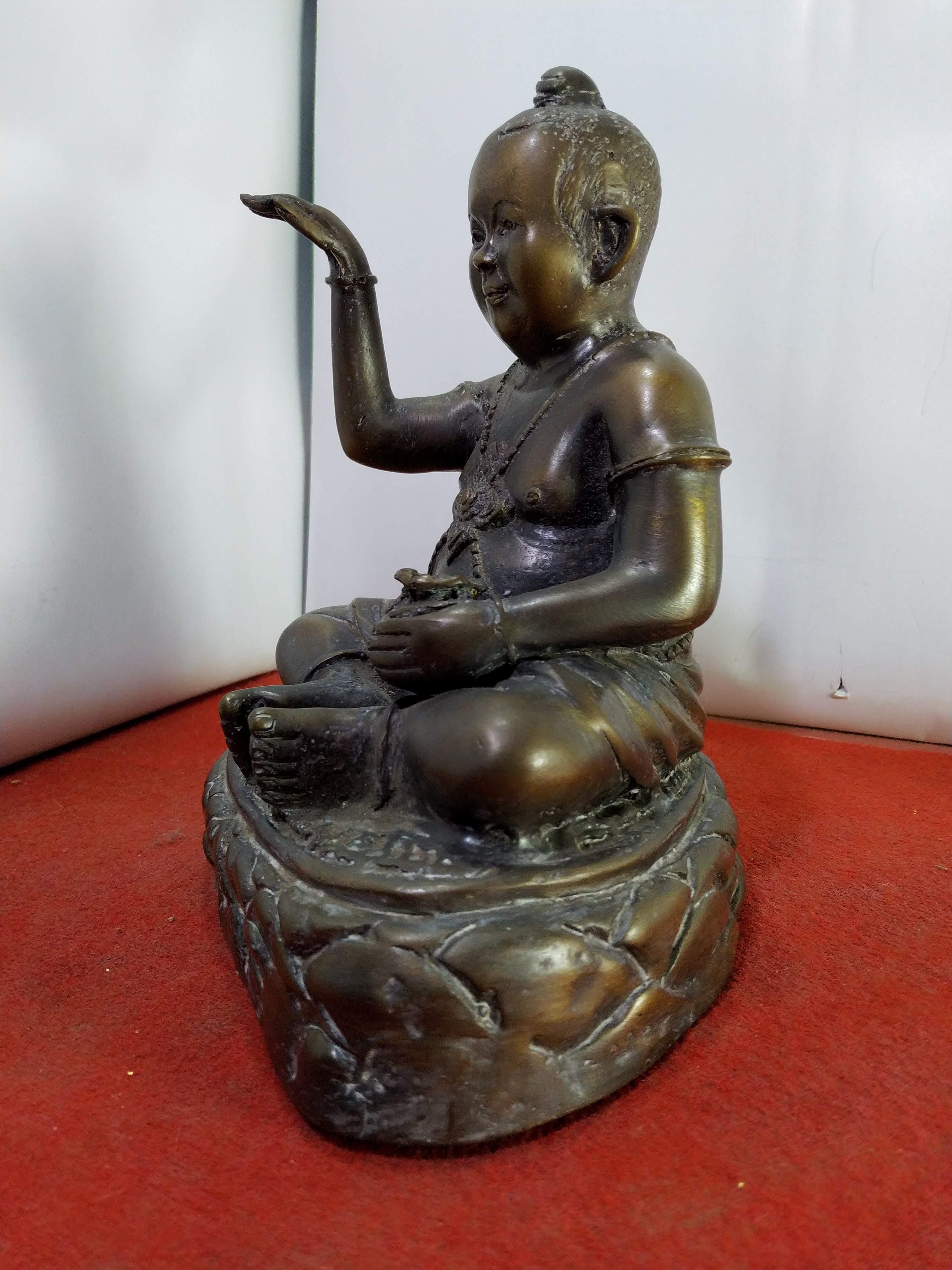 กุมารทองเพชรเจ้าจุก เนื้อโลหะฐานขนาด5นิ้ว วัดพรหมจริยาราม เชียงใหม่