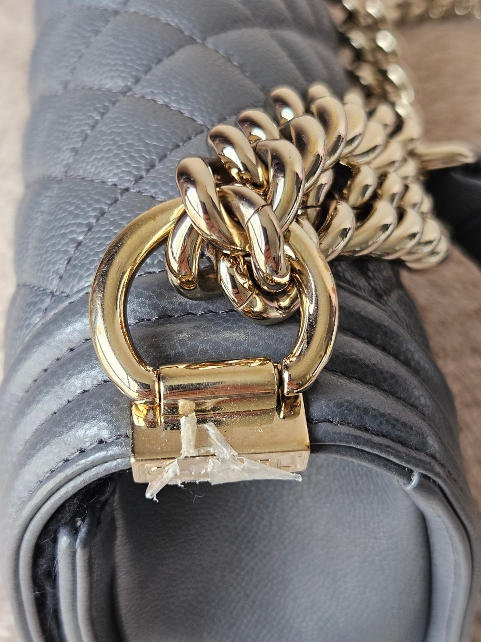 Chanel Boy 10 Cavier SHW สีเทา Microchip