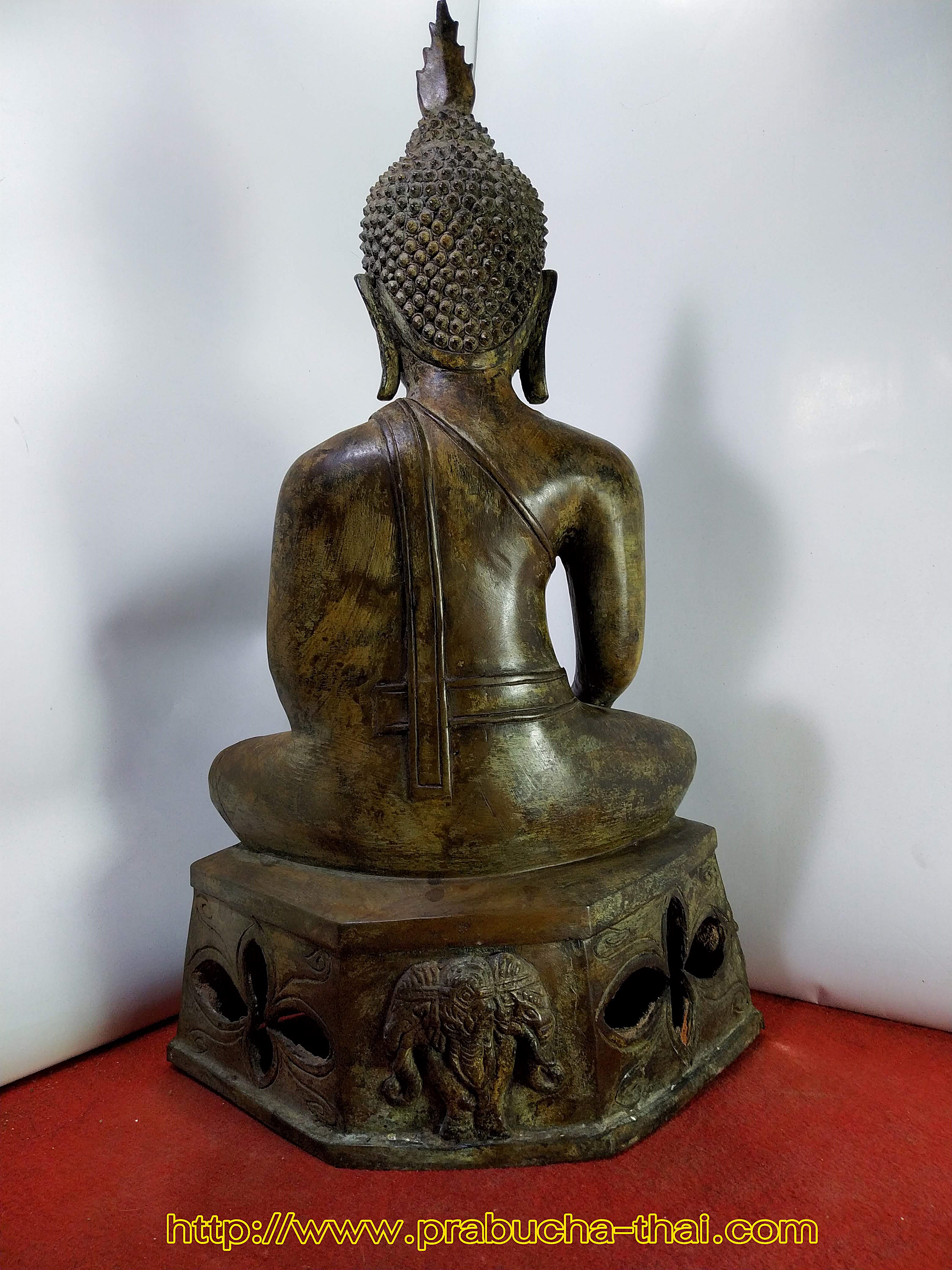 พระบูชา พระอู่ทอง ฐานลายราชสีห์ ช้างสมาเศียร หน้าตัก 9 นิ้ว เนื้อโลหะสำริด