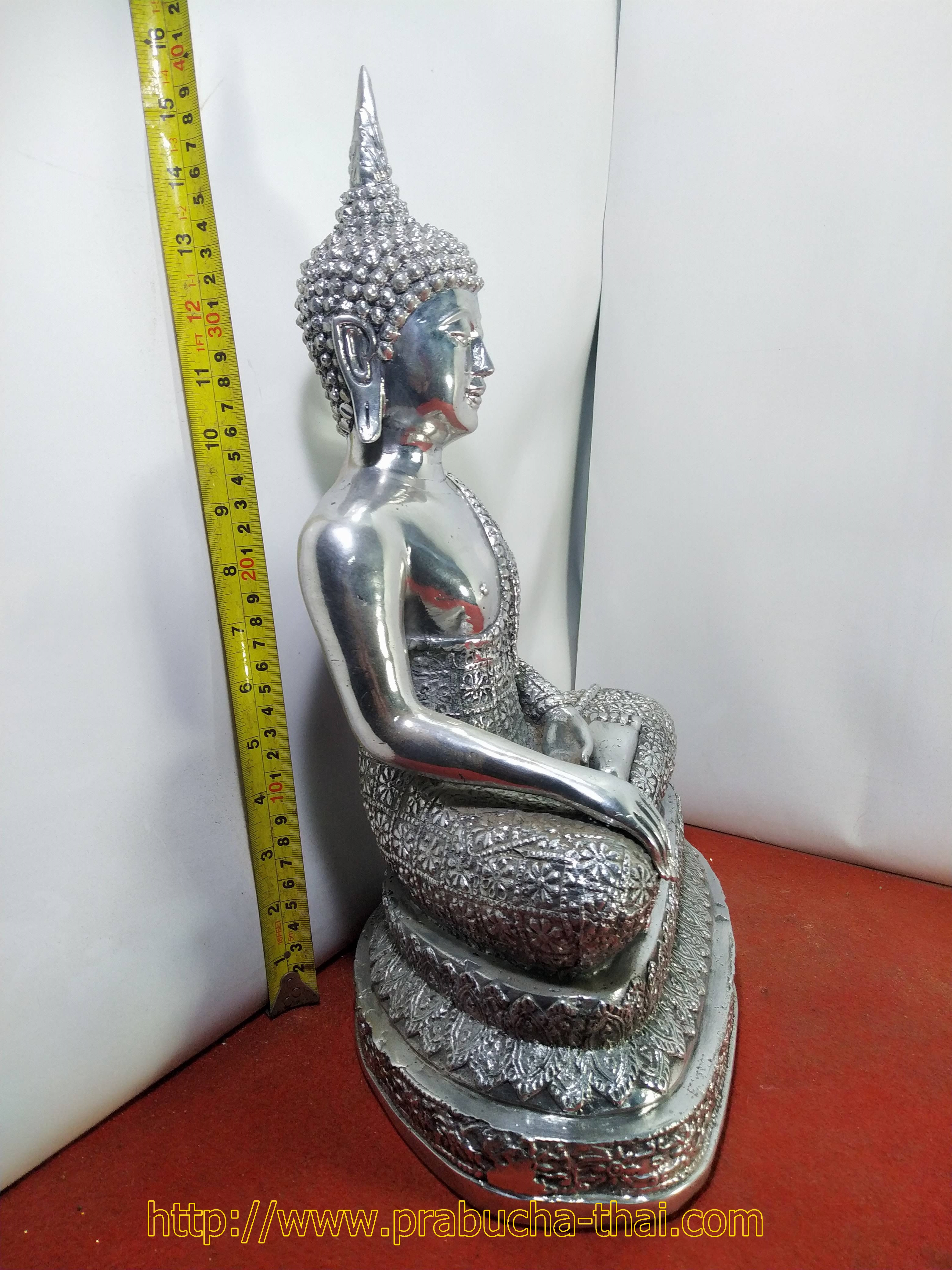 พระสุโขทัย ปางชนะมาร หน้ตัก 9 นิ้ว เนื้อโลหะเงินยวง