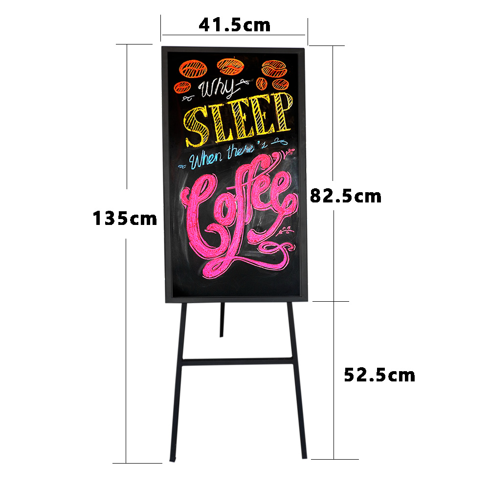Rectangle Steel Blackboard + Height stand 41.5 x 82.5 x 135 cm.