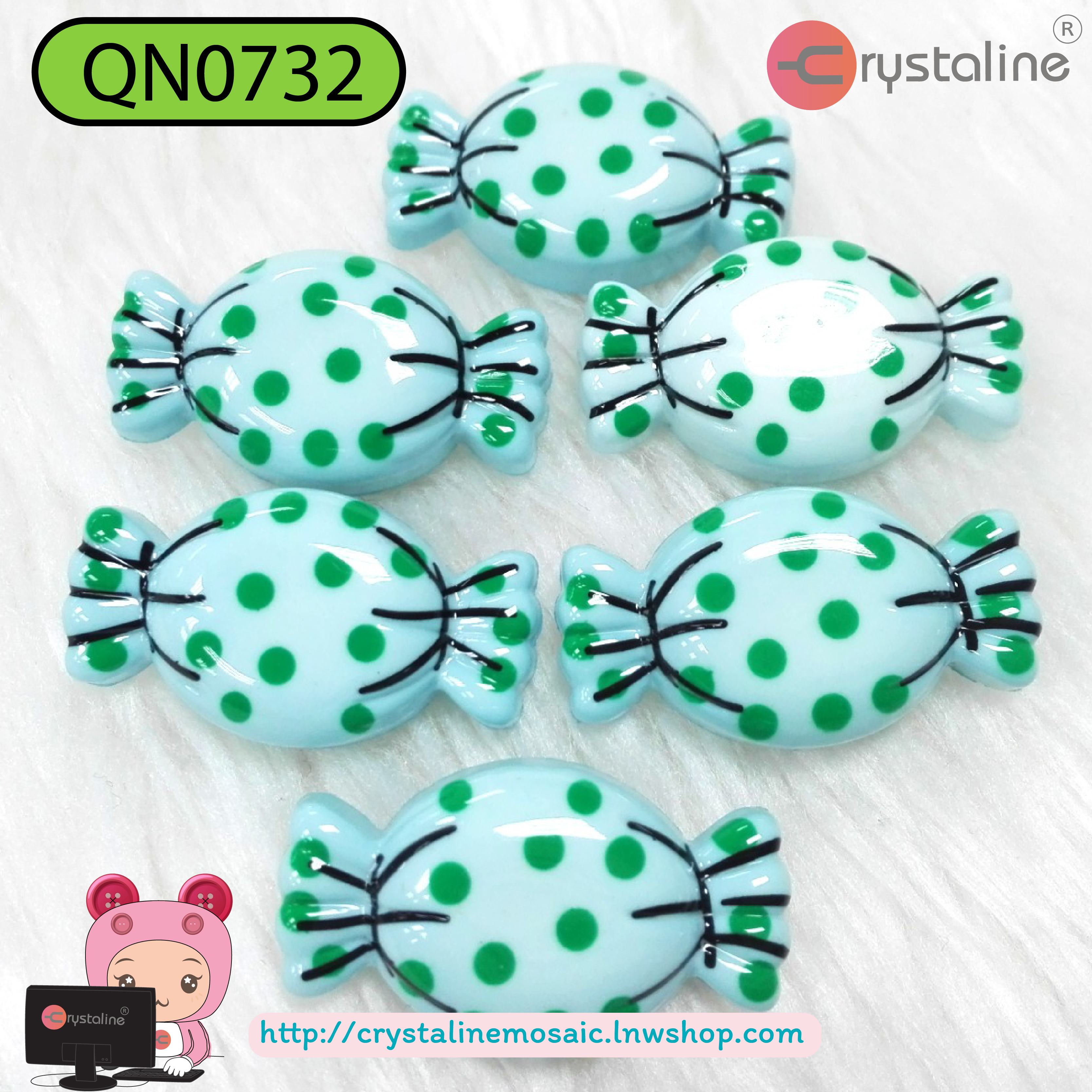 Candy button - Blue col. (size 50L,144pcs/pack)