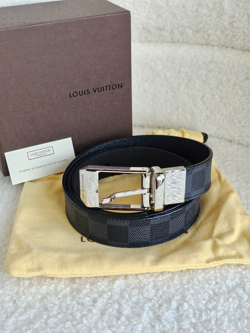lv belt M6834 หัวเงิน damier graphite