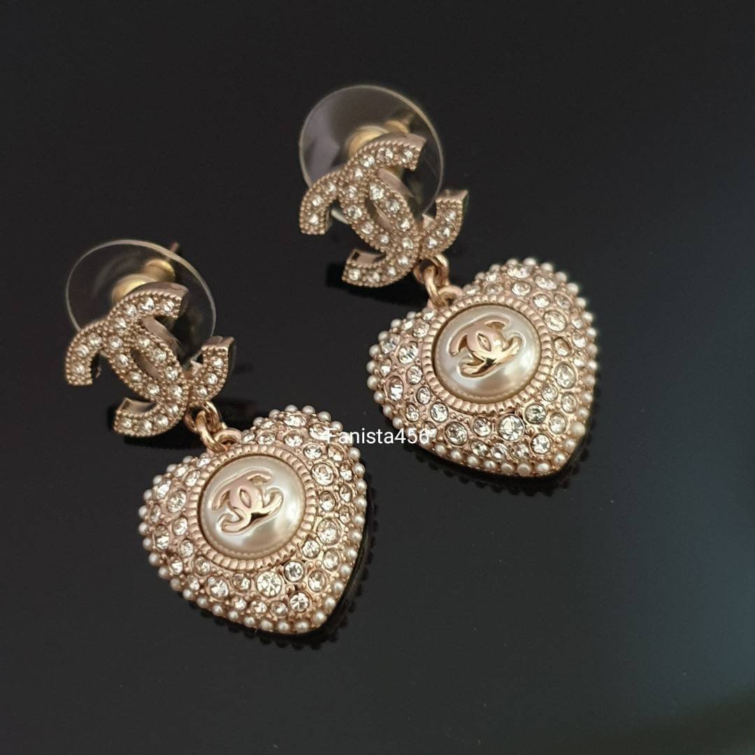 ต่างหูชาแนล Hiend ต่างหูชาแนลงาน1:1 ต่างหูหัวใจ Chanel earring heart